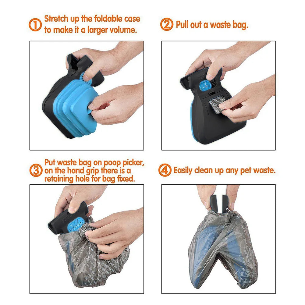 Portable Foldable Dog Pooper Scooper with 1 Roll Waste Bags