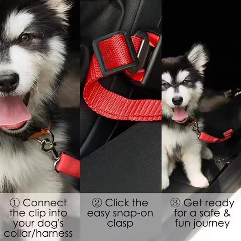 Adjustable Dog Car Seat Belt Safety Leash for Travel & Car Rides